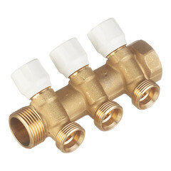 Изображение товара Коллектор Tece 1 ВР(г) х 3 выхода 3/4 НР(ш) ЕК х 1 НР(ш) с запорными вентилями (8730011)