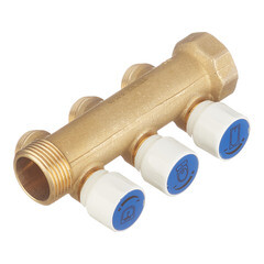 Коллектор Tece 1 ВР(г) х 3 выхода 3/4 НР(ш) ЕК х 1 НР(ш) с запорными вентилями (8730011) - фото 4