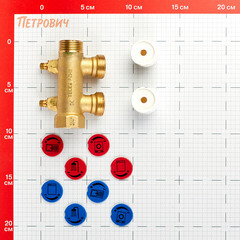 Коллектор Tece 3/4 ВР(г) х 2 выхода 3/4 НР(ш) ЕК х 3/4 НР(ш) с запорными вентилями (8730006) - фото 2