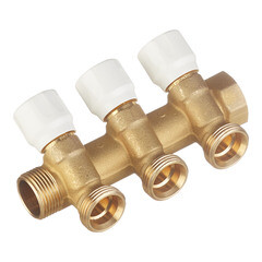 Изображение товара Коллектор Tece 3/4 ВР(г) х 3 выхода 3/4 НР(ш) ЕК х 3/4 НР(ш) с запорными вентилями (8730007)