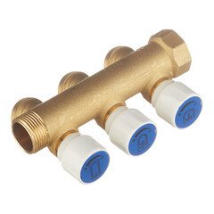 Коллектор Tece 3/4 ВР(г) х 3 выхода 3/4 НР(ш) ЕК х 3/4 НР(ш) с запорными вентилями (8730007) - фото 4