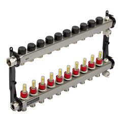 Коллектор для теплого пола Tece 1 ВР(г) х 10 выходов 3/4 НР(ш) ЕК х 1 ВР(г) с расходомерами (77310010) - фото 5