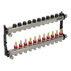 Коллектор для теплого пола Tece 1 ВР(г) х 11 выходов 3/4 НР(ш) ЕК х 1 ВР(г) с расходомерами (77310011) - фото 5