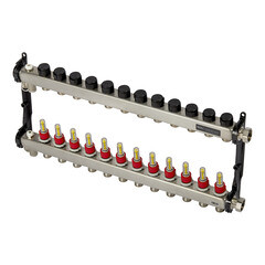 Изображение товара Коллектор для теплого пола Tece 1 ВР(г) х 12 выходов 3/4 НР(ш) ЕК х 1 ВР(г) с расходомерами (77310012)