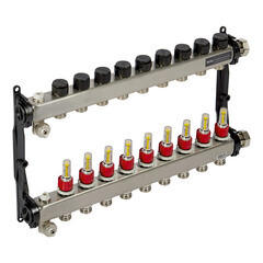 Коллектор для теплого пола Tece 1 ВР(г) х 9 выходов 3/4 НР(ш) ЕК х 1 ВР(г) с расходомерами (77310009) - фото 5