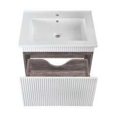 Комплект тумба с раковиной Runo Модена 65 см подвесная белая/железный камень (00-00001424) - фото 8