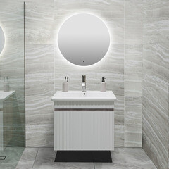 Комплект тумба с раковиной Runo Модена 65 см подвесная белая/железный камень (00-00001424) - фото 7