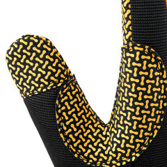 Перчатки полиамидные с силиконовым покрытием усиленные на липучках Denzel черно-желтые 10 (XL) - фото 4