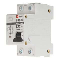 Автомат дифференциальный EKF Basic АД-12 63А 1P+N тип AC 30 мА 4,5 кА (DA12-63-30-bas) - фото 3