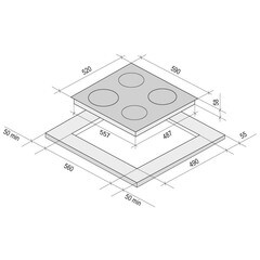 Варочная панель индукционная Krona Vento 60 4 конфорки черная - фото 2