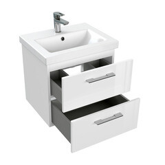 Тумба под раковину Cersanit Lara 50 см подвесная белая (64131) - фото 7