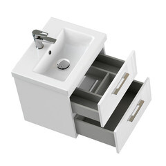 Тумба под раковину Cersanit Lara 50 см подвесная белая (64131) - фото 6