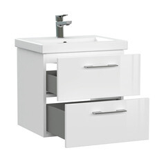 Тумба под раковину Cersanit Lara 50 см подвесная белая (64131) - фото 4