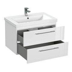 Тумба под раковину Cersanit Lara 70 см подвесная белая (64135) - фото 6