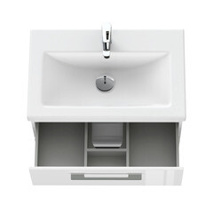 Тумба под раковину Cersanit Lara 70 см подвесная белая (64135) - фото 3