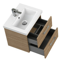 Тумба под раковину Cersanit Lara 50 см подвесная орех (64132) - фото 5