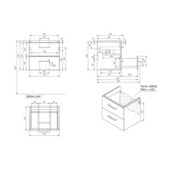 Тумба под раковину Cersanit Lara 50 см подвесная орех (64132) - фото 2