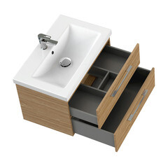 Тумба под раковину Cersanit Lara 70 см подвесная орех (64136) - фото 5