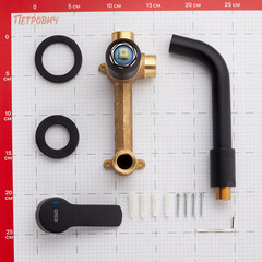 Смеситель для раковины встраиваемый Esko черный однорычажный (SM28 B) - фото 2