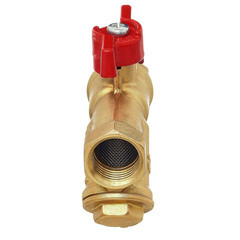 Кран шаровой латунный БАЗ 1/2 ВР(г) х 1/2 ВР(г) проходной бабочка с фильтром прямой (БАЗ.КФ.А30.1.15) - фото 3