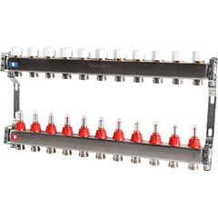 Коллекторная группа с расходомерами Rommer 1 ВР(г) х 11 выходов 3/4 НР(ш) ЕК х 1 ВР(г) - фото 2