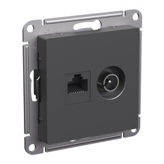 Розетка телевизионная/ компьютерная Systeme Electric AtlasDesign встраиваемая базальт TV/ RJ45 (ATN001489) - фото 2