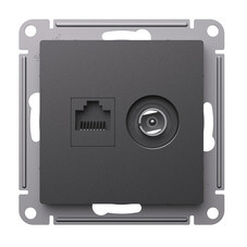 Розетка телевизионная/ компьютерная Systeme Electric AtlasDesign встраиваемая базальт TV/ RJ45 (ATN001489)