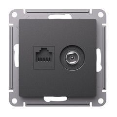 Изображение товара Розетка телевизионная/ компьютерная Systeme Electric AtlasDesign встраиваемая базальт TV/ RJ45 (ATN001489)