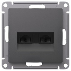 Розетка компьютерная Systeme Electric AtlasDesign встраиваемая базальт 2хRJ45 (ATN001485)