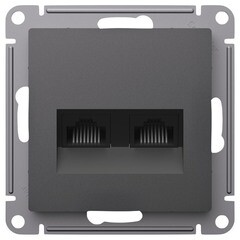 Розетка компьютерная Systeme Electric AtlasDesign встраиваемая базальт 2хRJ45 (ATN001485) - фото 1