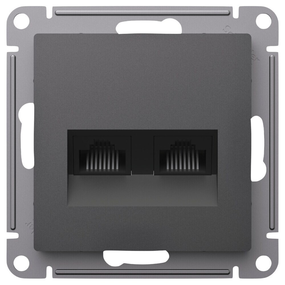 

Розетка компьютерная Systeme Electric AtlasDesign встраиваемая базальт 2хRJ45 (ATN001485), Серый