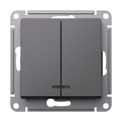 Выключатель Systeme Electric AtlasDesign двухклавишный встраиваемый базальт с подсветкой (ATN001453) - фото 1