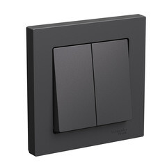 Выключатель Systeme Electric AtlasDesign двухклавишный встраиваемый базальт (ATN001452) - фото 2