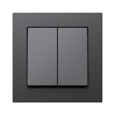 Выключатель Systeme Electric AtlasDesign двухклавишный встраиваемый базальт (ATN001452)