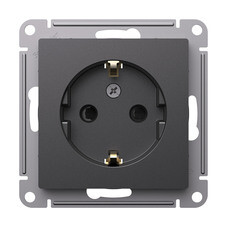 Розетка Systeme Electric AtlasDesign встраиваемая базальт со шторками (ATN001445)