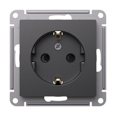 Розетка Systeme Electric AtlasDesign встраиваемая базальт со шторками (ATN001445) - фото 1