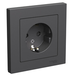 Розетка Systeme Electric AtlasDesign встраиваемая базальт со шторками (ATN001444) - фото 2