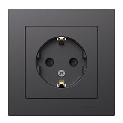 Розетка Systeme Electric AtlasDesign встраиваемая базальт со шторками (ATN001444) - фото 1