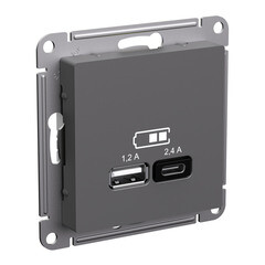 Розетка USB Systeme Electric AtlasDesign встраиваемая базальт USB-A/ Type-C (ATN001439) - фото 2