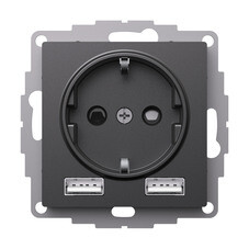 Розетка USB Systeme Electric AtlasDesign встраиваемая базальт 2хUSB-A (ATN001430)