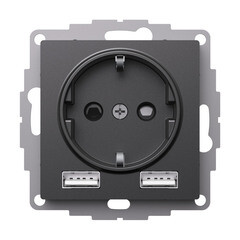 Розетка USB Systeme Electric AtlasDesign встраиваемая базальт 2хUSB-A (ATN001430) - фото 1