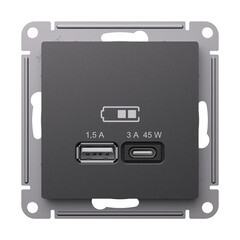 Розетка USB Systeme Electric AtlasDesign встраиваемая базальт USB-A/ Type-C (ATN001429) - фото 2