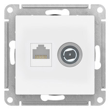 Розетка телевизионная/ компьютерная Systeme Electric AtlasDesign встраиваемая лотос TV/ RJ45 (ATN001389)