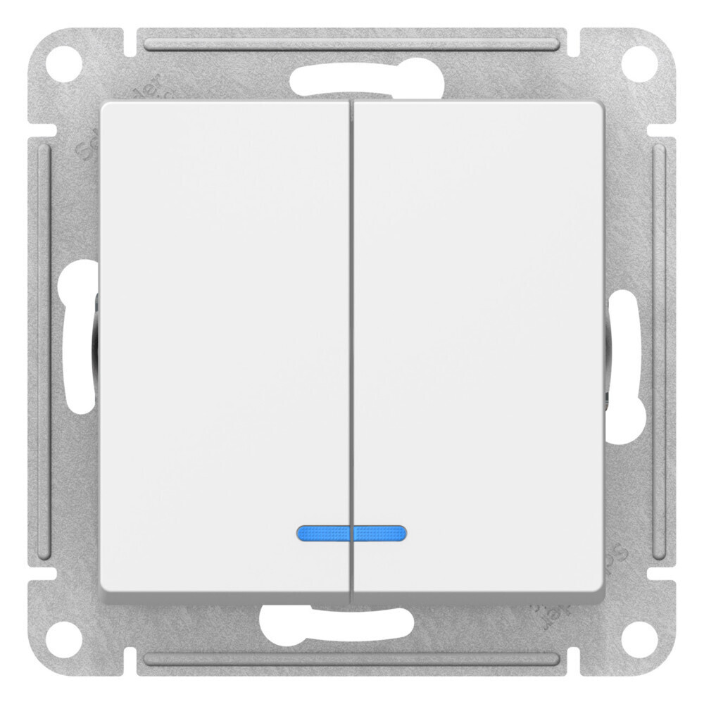 

Выключатель Systeme Electric AtlasDesign двухклавишный встраиваемый лотос с подсветкой (ATN001353), Белый