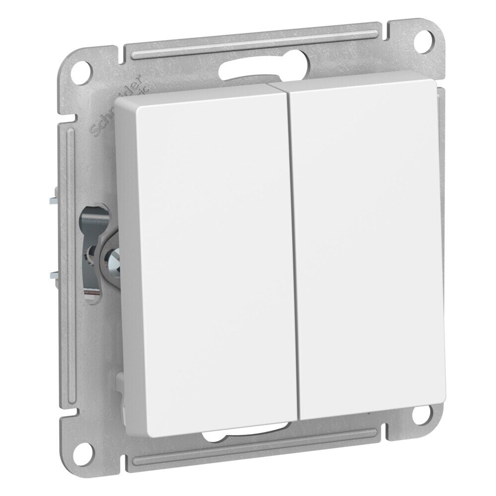 

Выключатель Systeme Electric AtlasDesign двухклавишный встраиваемый лотос (ATN001351), Белый