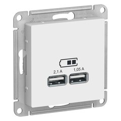 Розетка USB Systeme Electric AtlasDesign встраиваемая лотос 2хUSB-А (ATN001333) - фото 1