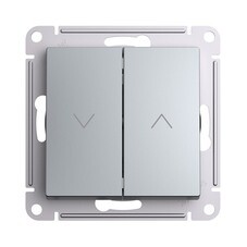 Выключатель жалюзи Systeme Electric AtlasDesign двухклавишный встраиваемый алюминий (ATN000319)