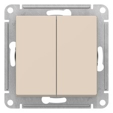 Выключатель Systeme Electric AtlasDesign двухклавишный встраиваемый бежевый с самовозвратом (ATN000217)