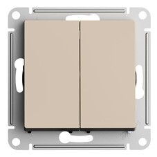 Выключатель Systeme Electric AtlasDesign двухклавишный встраиваемый песочный с самовозвратом (ATN001217)