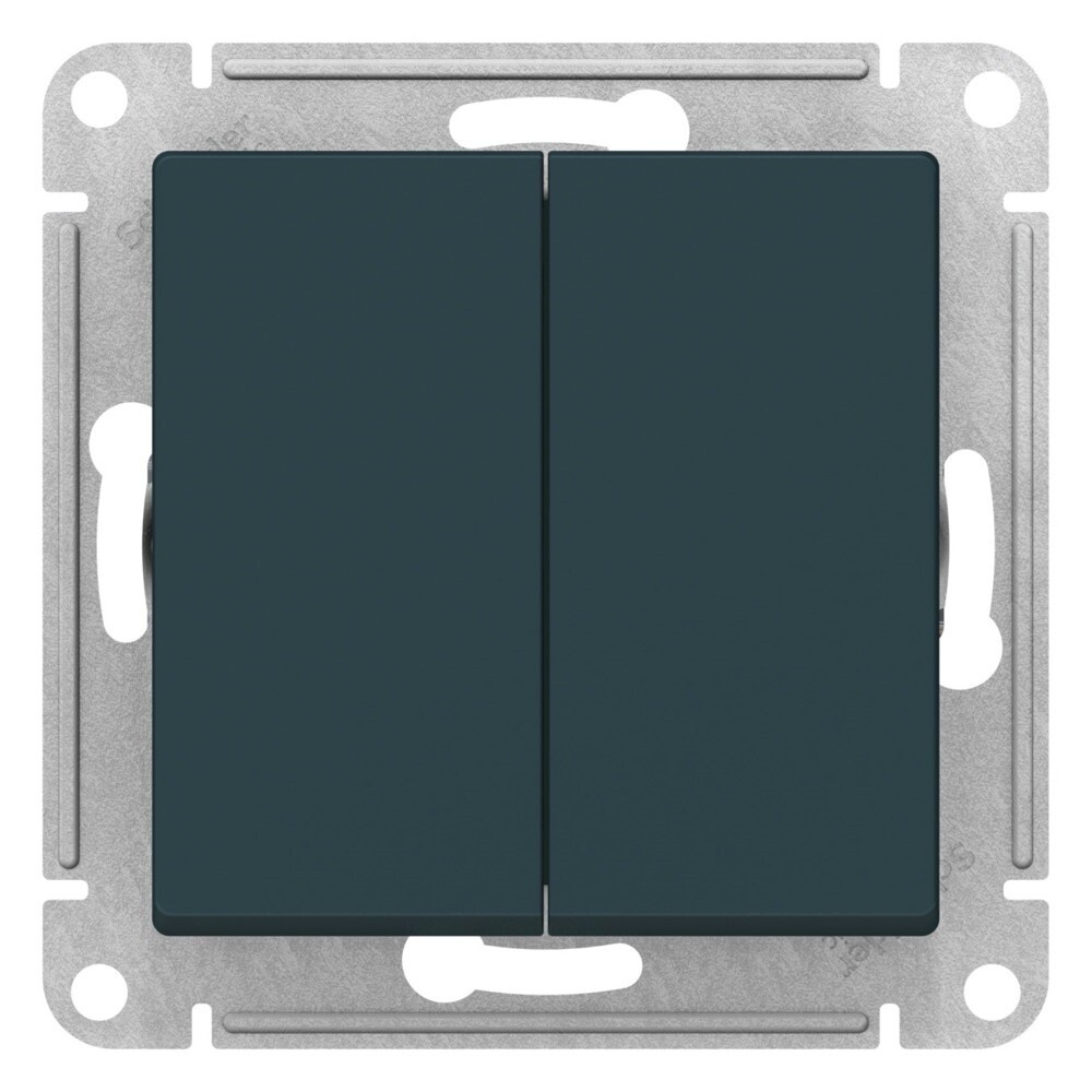 Выключатель Systeme Electric AtlasDesign двухклавишный встраиваемый изумруд с самовозвратом (ATN000817)